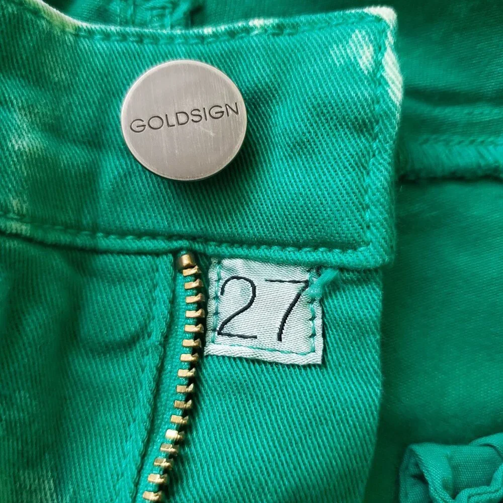 Goldsign Glam boyfriend ankle Bleached Green 5 pockets‎ denim Jeans Size 27 NWOT
